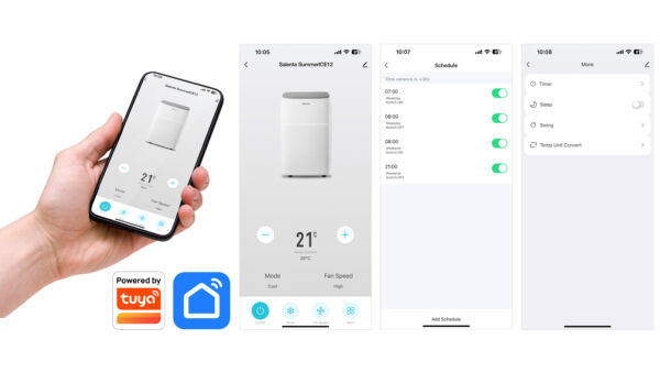 Salente SummerICE12, chytrá mobilní klimatizace, 12000 BTU, WiFi+Bluetooth, dálk. ovl.