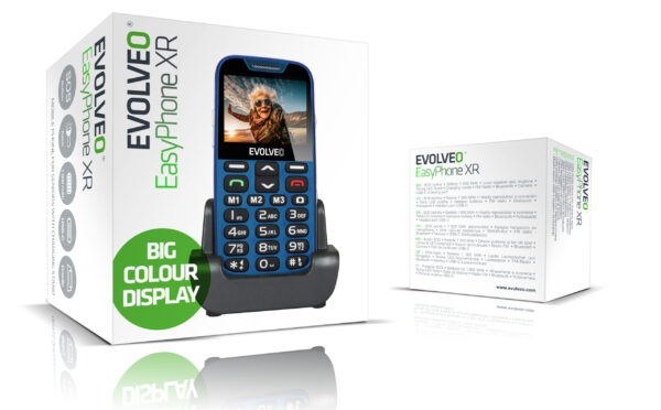 EVOLVEO EasyPhone XR, mobilní telefon pro seniory s nabíjecím stojánkem, modrá