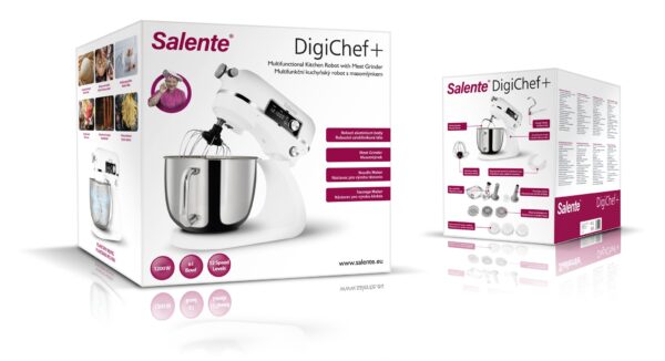 Salente DigiChef+, kuchyňský robot, mísa 6 litrů, celokovový, masomlýnek, digitální displej, bílý