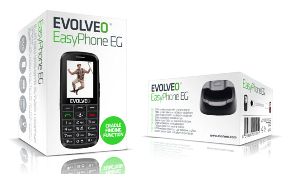 01-59 EVOLVEO EasyPhone EG, telefon pro seniory, nabíjecí stojánek a adaptér, černý