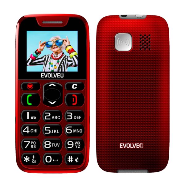 01-Hlavni_s-53 EVOLVEO EasyPhone, mobilní telefon pro seniory s nabíjecím stojánkem, červená