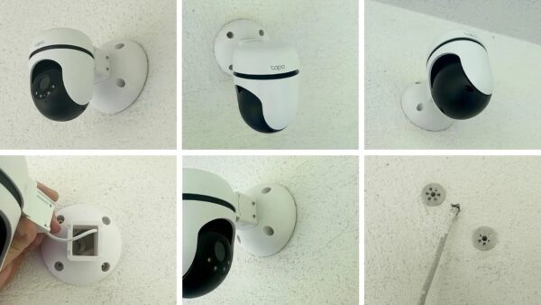 TP-LINK držák/stojan pro kamery Tapo C500/C510W/C520WS na stěnu a strop, bílý s krytkou kabelů