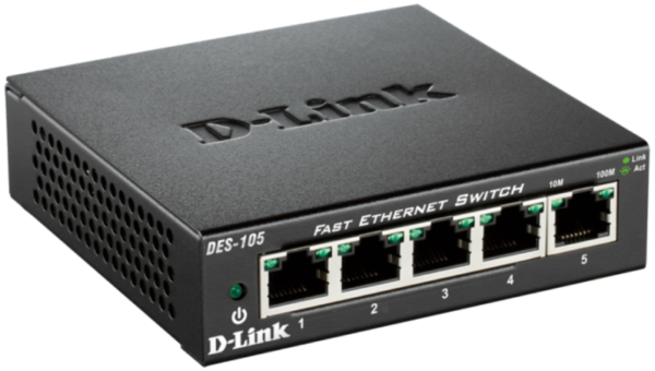 D-Link DES-105 kovový 5-port 10/100 Desktop Switch