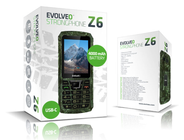 EVOLVEO StrongPhone Z6, vodotěsný odolný Dual SIM telefon, lovecká kamufláž