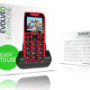 1-6146 EVOLVEO EasyPhone, mobilní telefon pro seniory s nabíjecím stojánkem, červená
