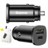 Baseus Rychlonabíječka do auta USB/USB-C QC 30W černá