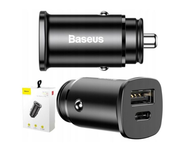 Baseus Rychlonabíječka do auta USB/USB-C QC 30W černá