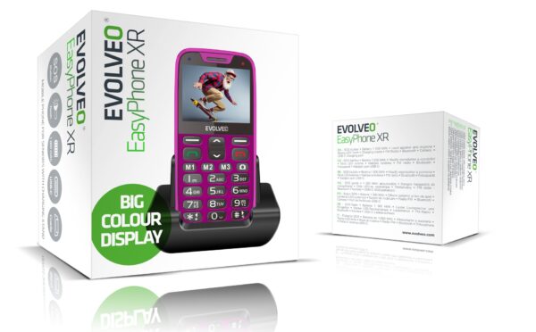 EVOLVEO EasyPhone XR, mobilní telefon pro seniory s nabíjecím stojánkem, růžový
