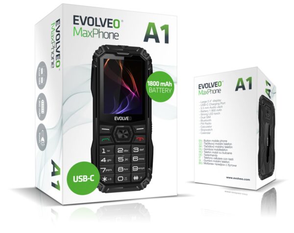 EVOLVEO MaxPhone A1, tlačítkový Dual SIM telefon, černý
