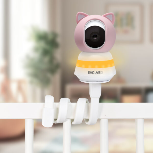 1-6173 EVOLVEO Baby Monitor LUX- Chytrá 360° videochůvička s nočním viděním, detekcí pláče a pohybu, růžová