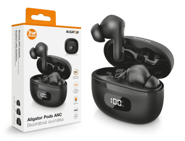1-709 Sluchátka ALIGATOR PODS ANC TWS08, černá