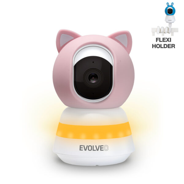 1-hlavni-_s-3 EVOLVEO Baby Monitor LUX- Chytrá 360° videochůvička s nočním viděním, detekcí pláče a pohybu, růžová