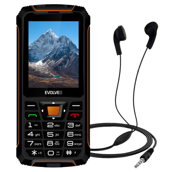EVOLVEO StrongPhone Z6, vodotěsný odolný Dual SIM telefon, černo-oranžová