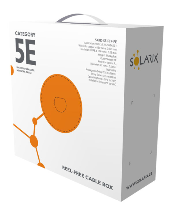 Instalační kabel Solarix CAT5E FTP PE Fca venkovní 100m/box SXKD-5E-FTP-PE