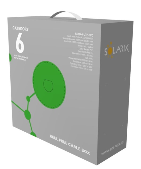 Instalační kabel Solarix CAT6 UTP PVC Eca 100m/box SXKD-6-UTP-PVC