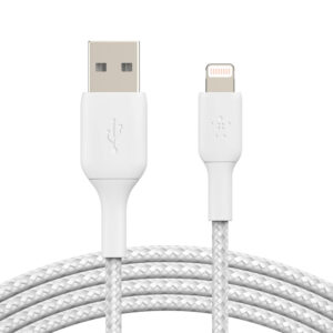 1023_s BELKIN kabel oplétaný USB-A - Lightning, 1m, bílý