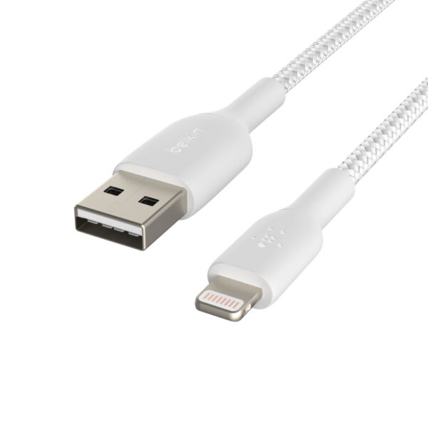 1024-13 BELKIN kabel oplétaný USB-A - Lightning, 1m, bílý