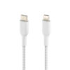 BELKIN kabel oplétaný USB-C - Lightning, 1m, bílý