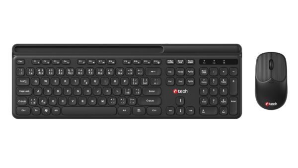 Klávesnice C-TECH Quallis WLKMC-05, bezdrátový combo set s myší, černý, USB, CZ/SK