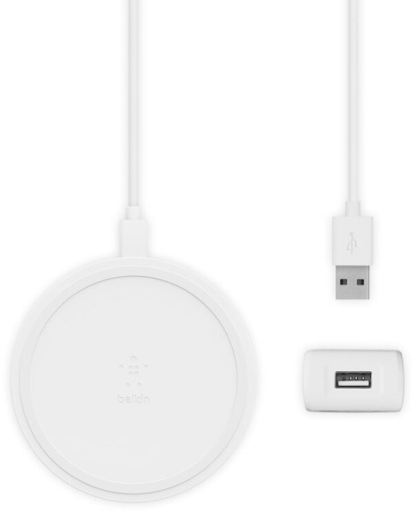 BELKIN 10W bezdrátová nabíječka se zdrojem a kabelem, bílá