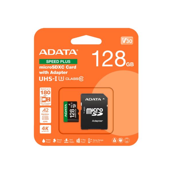 128p-1 Adata Speed Plus/Micro SD/128GB/UHS-I U3 / Class 10/+ Adaptér