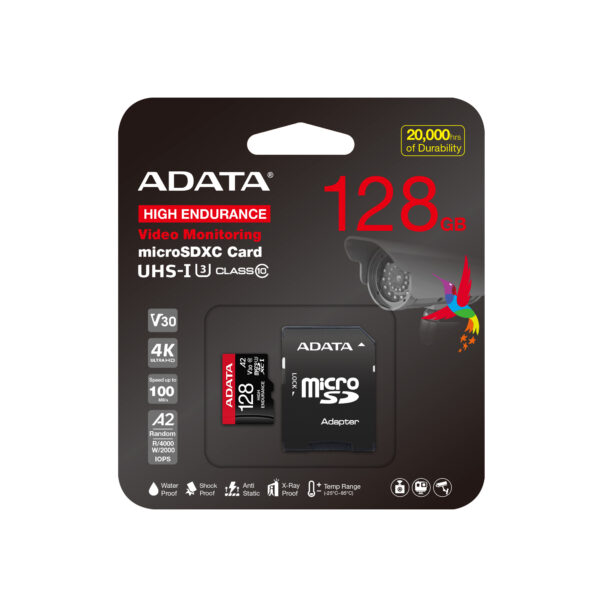 128p Adata High Endurance/Micro SD/128GB/UHS-I U3 / Class 10/+ Adaptér