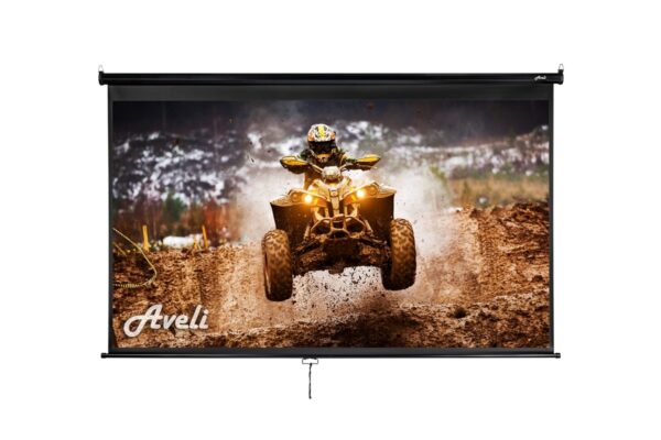 Nástěnné projekční plátno AVELI, 204x115cm (16:9) 92", černý tubus