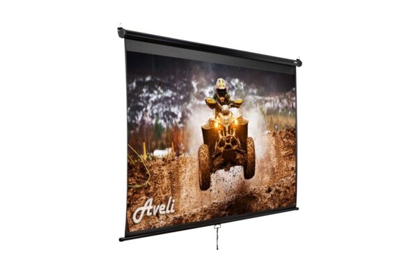 Nástěnné projekční plátno AVELI, 204x115cm (16:9) 92", černý tubus