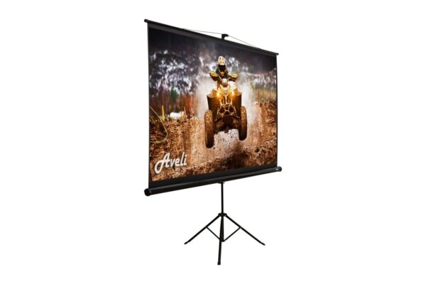 Projekční plátno AVELI stativ, 221x125cm (16:9) 100", černý tubus