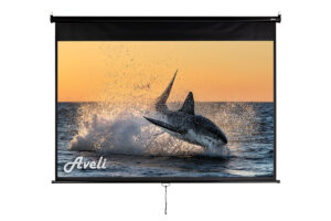 Nástěnné projekční plátno AVELI, 200x125cm (16:10) 92", černý tubus