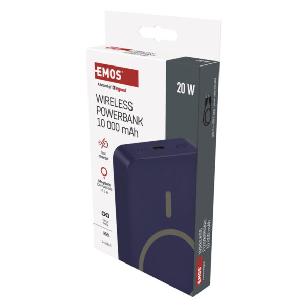 1613055100_E17-B0551BL EMOS POWERBANKA WI 1046, bezdrátové nabíjení 20W, 10.000mAh, MODRÁ, 1xUSB-C