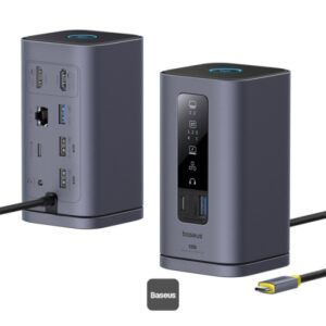 1730467401_s-1 Baseus Dokovací stanice Spacemate 10v1 (USB-C PD 100W, USB-C, 2x USB-A, 2x HDMI) šedá