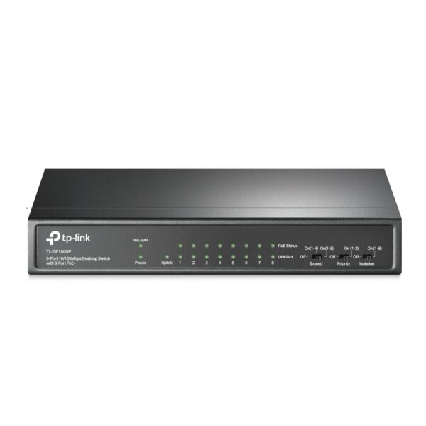 1_large_1591068207458o TP-Link TL-SF1009P 8x10/100 POE+ 65W,1x10/100 RJ45 nonPOE,desktop CCTV switch,kov.tělo
