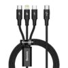 1_s-154 Baseus datový kabel USB-C Rapid Series 3v1 microUSB+Lightning+USB-C 1,5m PD 20W černý