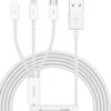Baseus CAMLTYS-02 Superior Fast Charging Datový Kabel 3v1 USB-C, Lightning, MicroUSB 1.5m White