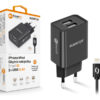 Chytrá síťová nabíječka ALIGATOR 2,4A, 2xUSB, smart IC, černá, USB kabel pro iPhone/iPad