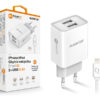 Chytrá síťová nabíječka ALIGATOR 2,4A, 2xUSB, smart IC, bílá, USB kabel pro iPhone/iPad