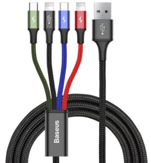 1_s-2775 Baseus datový kabel 4v1 microUSB+USB-C+2xLightning 1,2m 3,5A černý