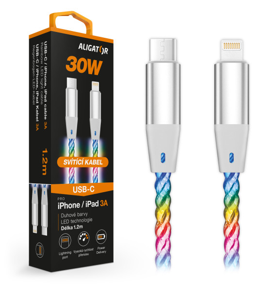 1_s-2800 ALIGATOR Datový kabel LIGHT 3A, 30W USB-C/Lightning 0,5m