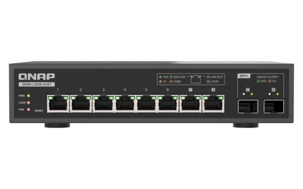 QNAP switch QSW-L3208-2C6T (6x 10GbE port, 2x 10G SFP+/NBASE-T Combo, Lite Managed)