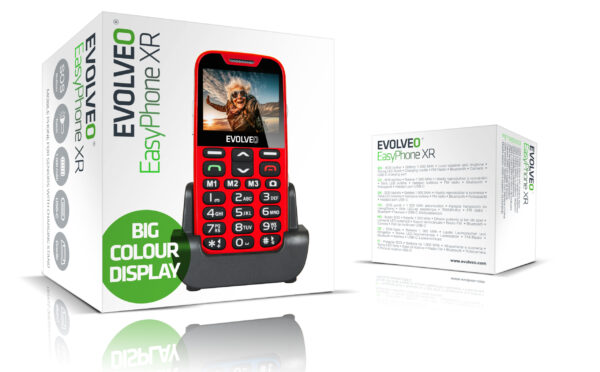 EVOLVEO EasyPhone XR, mobilní telefon pro seniory s nabíjecím stojánkem, červená