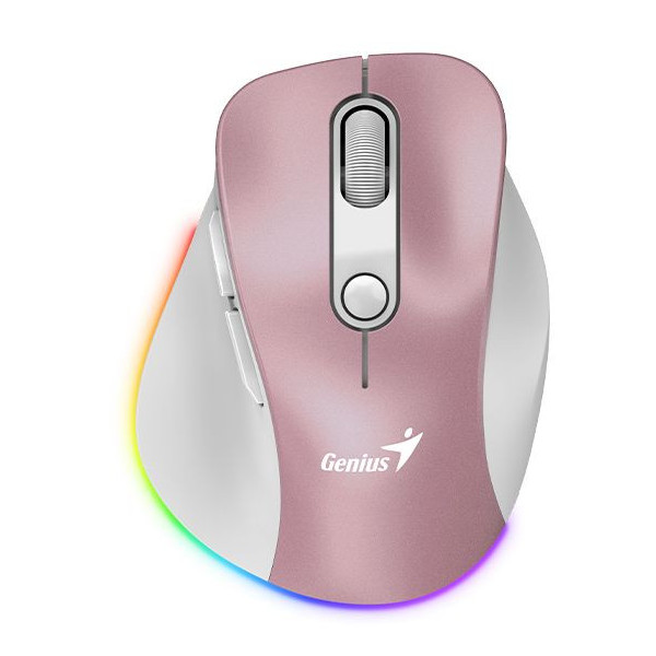 1pink_s Genius Ergo 9000S Pro/Ergonomická/Optická/Pro praváky/2 400 DPI/USB+BT/Růžová