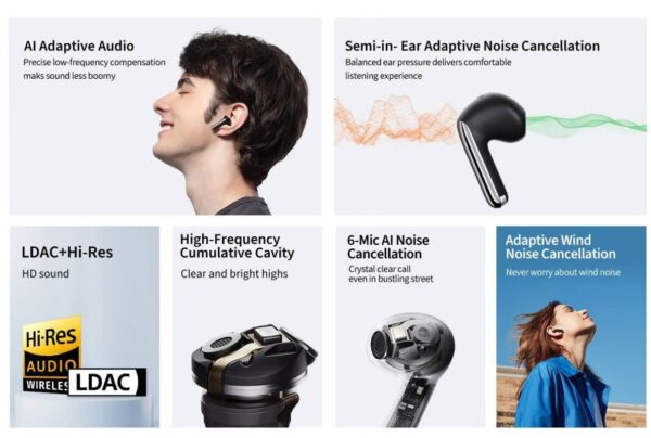 2-118 QCY - HT10 PRO+ AilyBuds, ANC sluchátka, černá