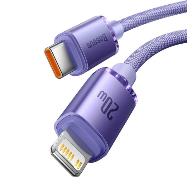 2-2482 Baseus CAJY000205 Crystal Shine Series Datový Kabel USB-C - Lightning 20W 1,2m Purple