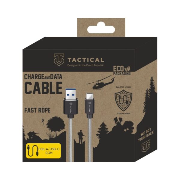 2-5483 Tactical Fast Rope Aramid Cable USB-A/USB-C 0.3m Grey