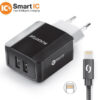 2-5923 Chytrá síťová nabíječka ALIGATOR 3.4A, 2xUSB, smart IC, černá, kabel pro iPhone/iPad 2A
