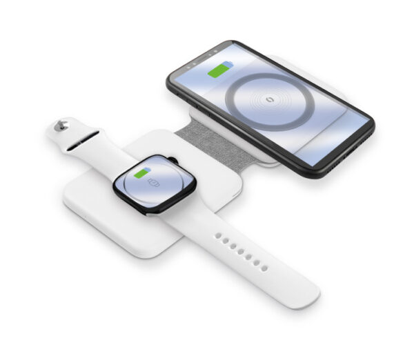 2-6138 Bezdrátová nabíječka ALIGATOR Mag-Book 2v1, určeno pro MagSafe a nabíjení Apple Watch, 15W, bílá