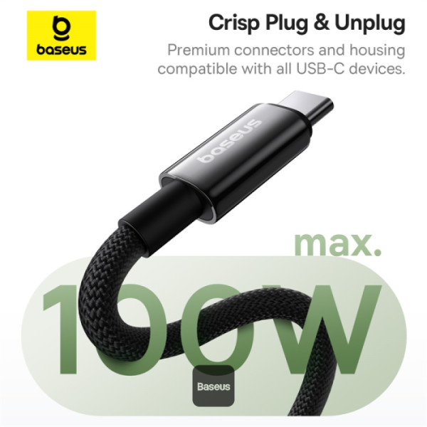 2-6434 Baseus datový magnetický kabel Tungsten Gold USB-C/USB-C 1m 100W černý