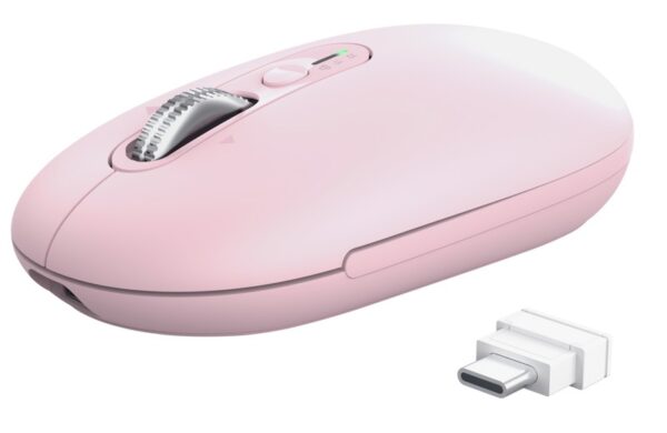 Trust Seron Slim/Kancelářská/Optická/3 200 DPI/USB+BT/Růžová