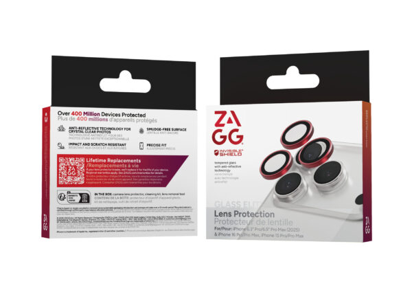 ZAGG Ochranná čočka Premium pro Apple iPhone 17 Pro/Pro Max 16 Pro/Pro Max/15 Pro/Pro Max - červená